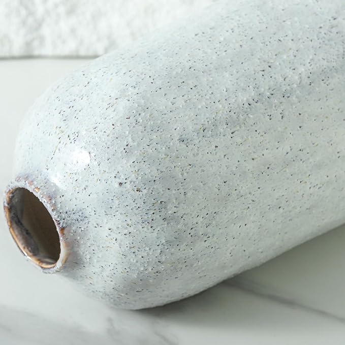 White Ceramic Vase for Home Decor,Decorative Blue Vase for Pampas Grass,Modern Art Texture Vases for Home Entryway Living Room Dining Table Farmhouse Office Decor,11.4 inches Tall