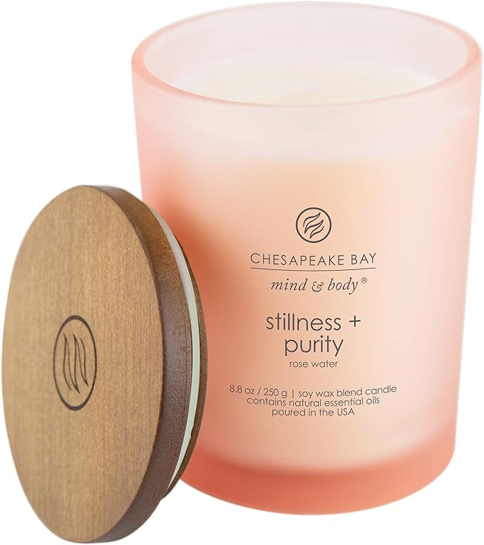 Chesapeake Bay Candle Scented Candle, Stillness + Purity (Rose Water), Medium Jar, 8 Ounce, Home Décor