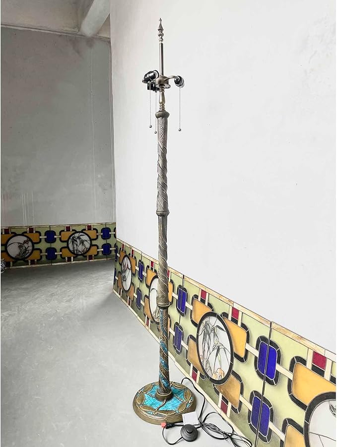 Bieye LB001 Tiffany Style Twisted Dragonfly Floor Lamp Base - Made of Metal - Decorated with Mosaic Stained Glass