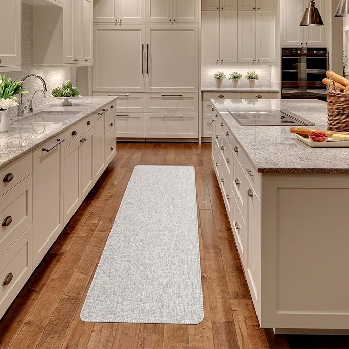 Yancorp 17"x48" Ultra Thin Long Bathroom Rugs,Low Profile Long Bath Mat Non Slip Fit Under Door Absorbent Washable Indoor Door Mat Shower Sink