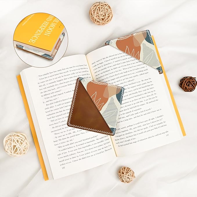 Personalized Leather Bookmarks, Fun & Cute Book Accessories for Reading Lovers, Unbreakable Page Markers for Women Men Girls Boys Student Teacher Kids Retirement Birthday Gifts (Boho Plants)