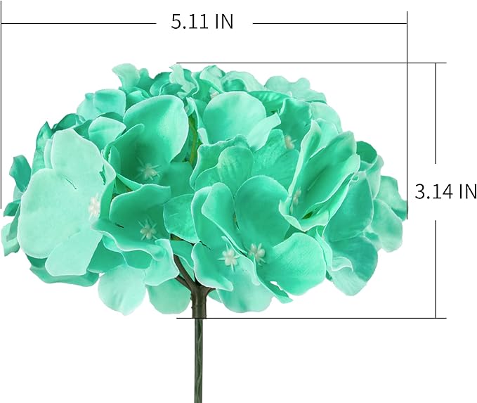 Flojery Tiffany Silk Hydrangea Heads Artificial Flowers Heads with Stems for Home Wedding Decor,Pack of 10 (Tiffany)