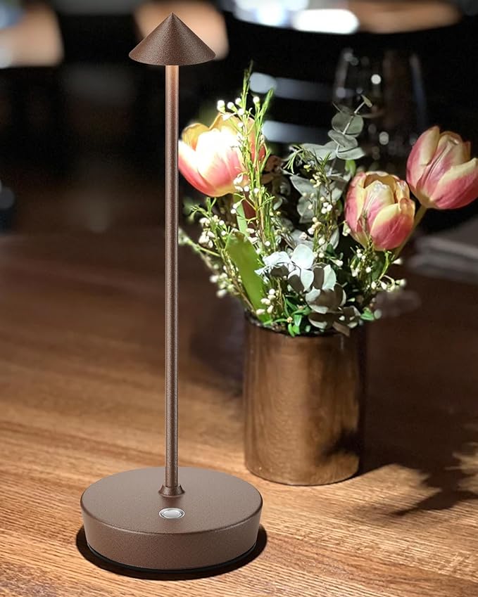 Cordless Table Lamps Rechargeable, 6000mAh Battery Operated LED Desk Lamp Outdoor Waterproof Portable Touch Dimmable Table Night Light for Patio Restaurant Dining Home Set of 2 Rust
