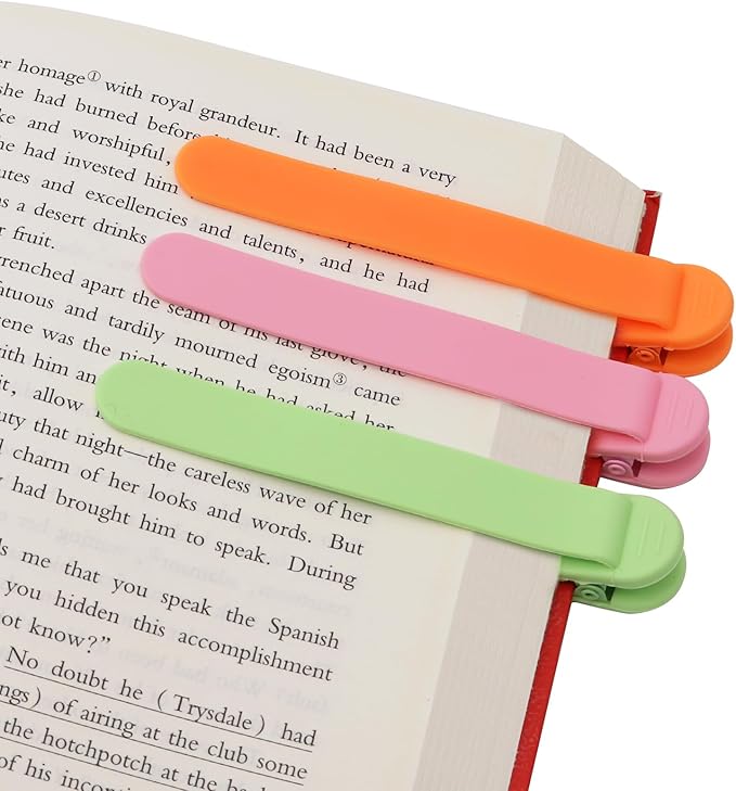 SMUK 3pcs Automatic Silicone Bookmark, Unique Bookmark Page Keeper for Reading Lovers Women Men Kids Teachers, Book Page Holder Markers Clip Book Marks Reading Accessories Gifts