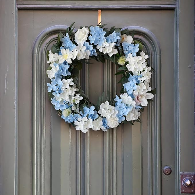 White Silk Flowers Hydrangea Artificial Flowers, 5Pcs 20Inch Large Lifelike Faux Flowers, Full Fake Artificial Hydrangeas with Stems for Bouquet Table Centerpieces Home Decoration