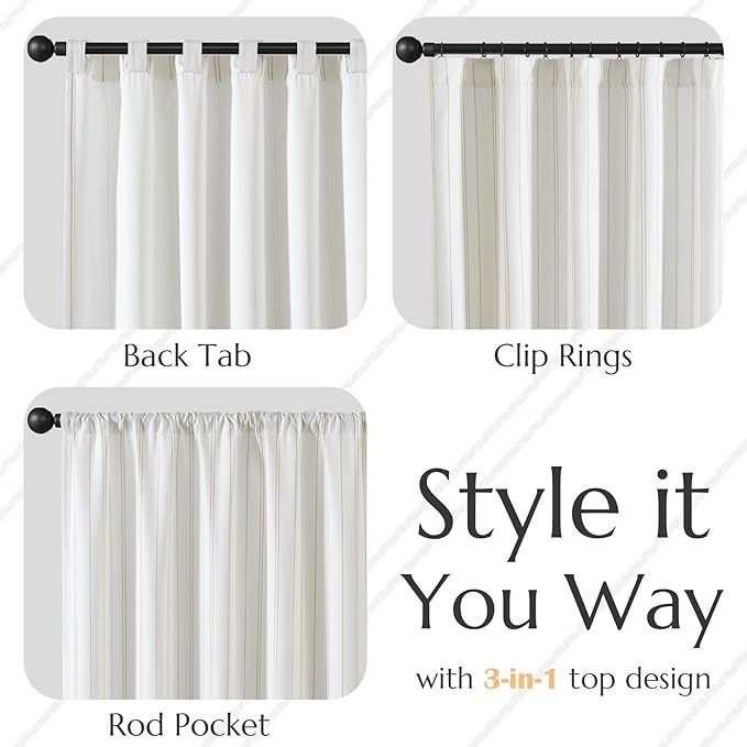 Jinchan Yellow and White Striped Curtains 63 Inch Length for Living Room Bedroom - Pinstripe Privacy Light Filtering Rod Pocket Modern Window Curtains Set 2 Panels