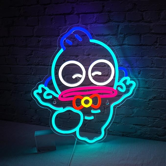 Neon Sign, Cartoon Fish Led Sign for Bedroom Wall, Led Neon Signs for Wall Decor Girls Bedroom, USB Powered Neon Lights for Living Room Decor, Light Up Sign for Game Room Man Cave Boys Room