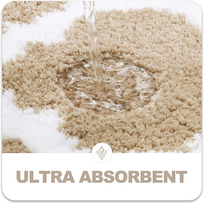 OLANLY Bathroom Rugs 71x24, Soft and Absorbent Microfiber Bath Rugs, Non-Slip Shaggy Shower Carpet, Machine Wash Dry, Bath Mats for Bathroom Floor, Tub and Shower, Beige