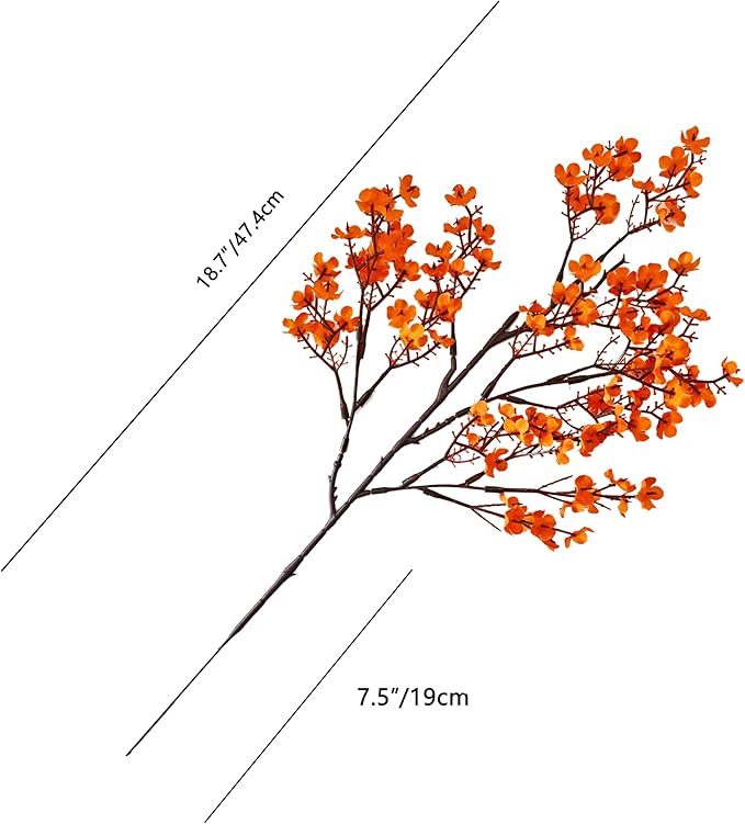 Mandy's Orange Artificial Baby’s Breath Flowers 6 Bundles Silk Gypsophila with Bendable Stems for Fall Centerpiece Wedding Decor and Table Arrangements