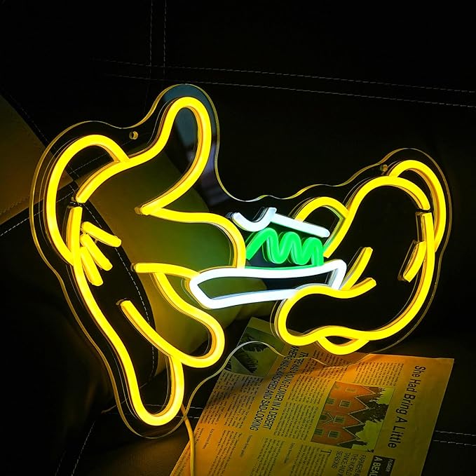 Holding Neon Sign for Wall Decor Glove Neon Light Green Leaf LED Neon Sign for Bedroom Living Room Shop Mall Supermarket Bar Man Cave Decoration(16.7"*11")