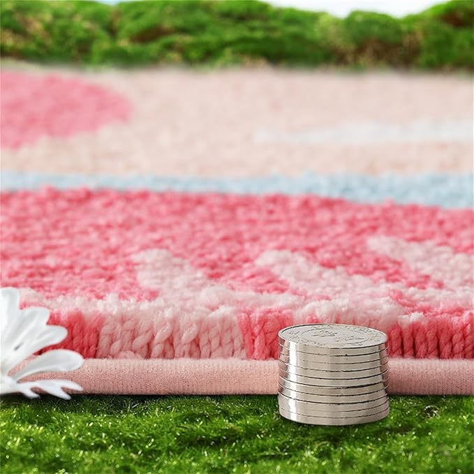 Bathroom Rug Cute Animal Pattern Fun Bath Mat, Microfibre Soft Oval Rug, Rubber Back, Multi-Color, Durable, Machine Wash Bath Mat for Bathroom Floor, 19.68"x 31.49", (Flamingo)