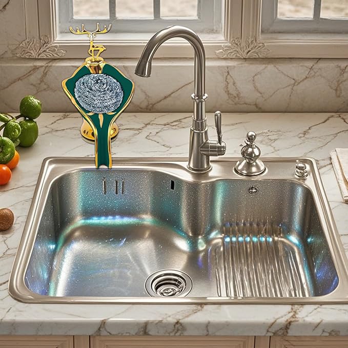 Leaf Shape Ceramic Soap Dishes - Self Draining Soap Dish for Shower, Bathroom Sink, Bathtub, Kitchen Counter (Green)