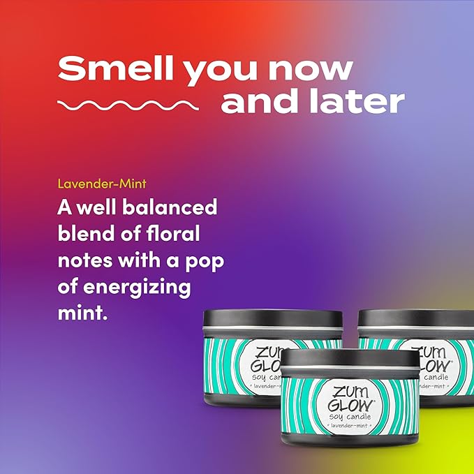 Indigo Wild Zum Glow Lavender Mint Candle - Soy Wax Candle with Lead-Free Wick - Relaxing Candles Scented with Essential Oils - Long-Lasting Scented Candles - 30-Hour Burn Time - 7 oz (3 Pack)