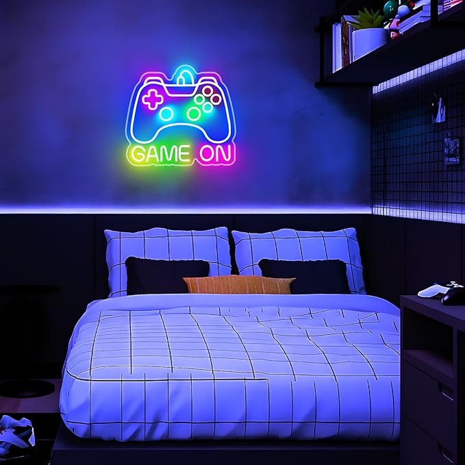 Gamer Neon Sign, Dimmable Neon Controller Sign for Gaming Room Decor, USB Powered Gamepad Shaped Gaming Neon Sign for Teen Boys Room Decor - Best Gifts Led Gaming Sign for Teenage Boys Kids