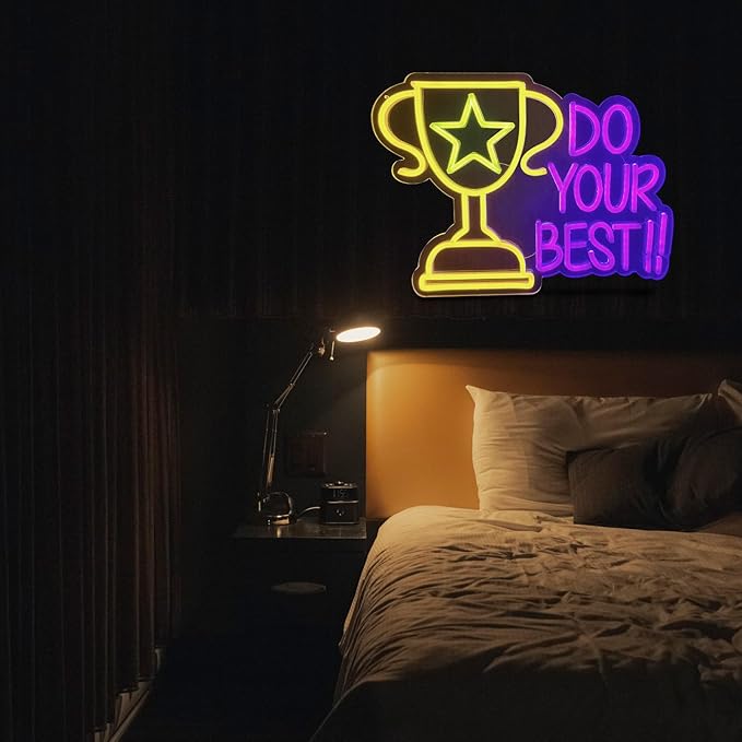 Do Your Best Neon Signs for Wall Decor,Bright Dimmable Trophy Led Lighted Up Sign for Wall Decor Motivational Quotes Game Room Bedroom Birthday Party Classroom Office Man Cave Living Room