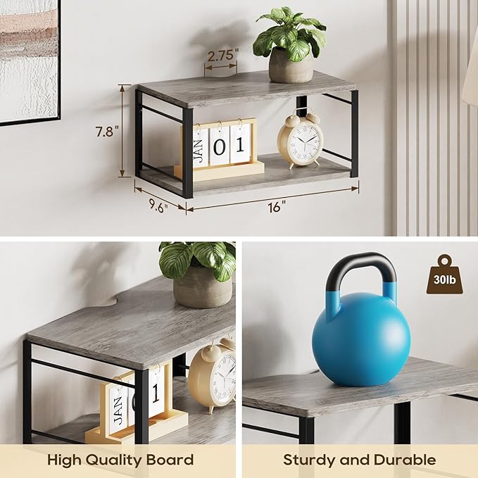 Floating Nightstand, Wood Bedside Shelf Wall Mounted Nightstand, Floating Bedside Table for Bedroom, Living Room, Bathroom, Kitchen, Office (Vintage Gray)