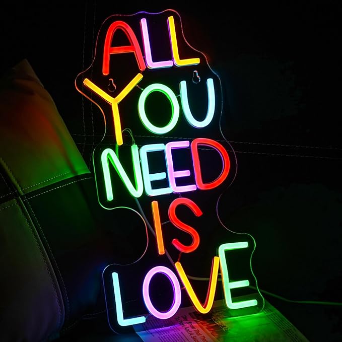 All You Need Is Love Neon Sign for Wall Decor Valentine's Day Neon Sign Dimmable Welcome Neon Signs Love Neon Signs for Classroom Wedding Room Wall Art Decor (16.5''*8.2'')