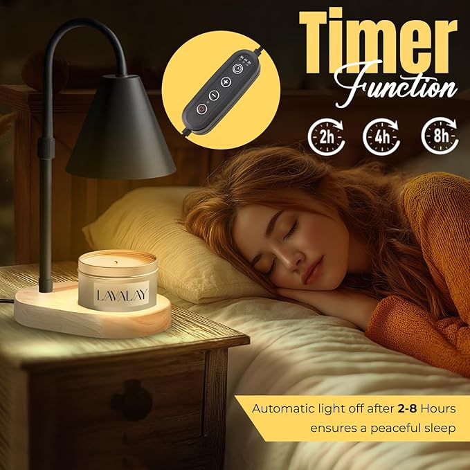 Mother’s Day Candle Warmer Lamp – App-Controlled Dimmable Warmer Light with Timer & Adjustable Height – Modern Flameless Candle Melter lamp with Wood Base for Jar Candles– Gift for Mom & Women