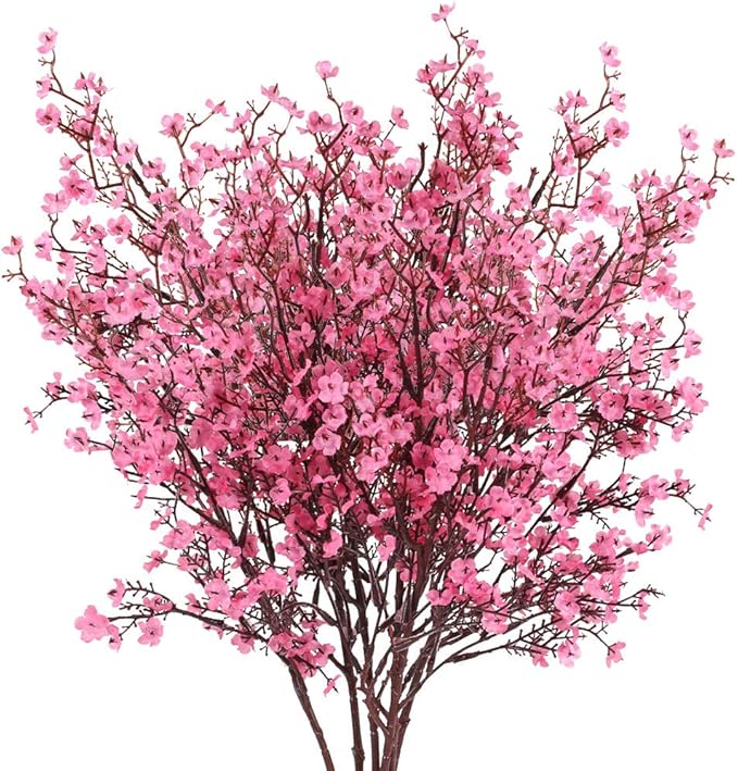 AILANDA 6 Bundles Artificial Flowers Gypsophila Bouquets Pink Spring Floral Arrangements Baby Breath Bush Real Touch Silk Floral for Wedding Table Centerpieces Party Home Garden Farmhouse