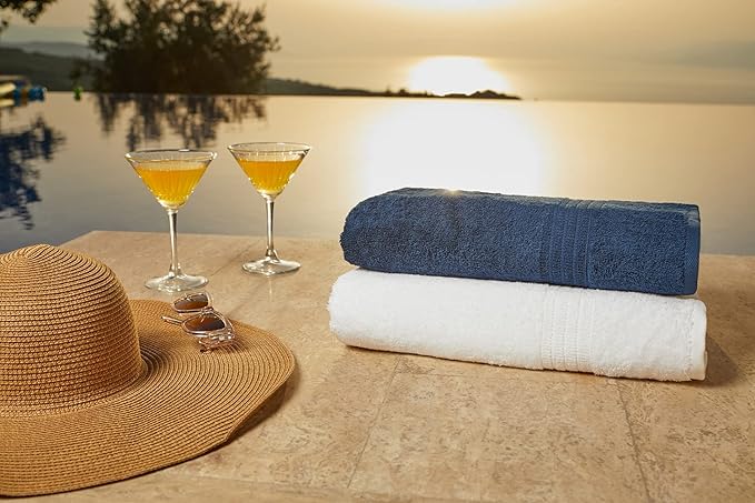 HOMELOVER 6 Piece Towel Set - 100% Organic Cotton, 2 Bath Towels, 2 Hand Towels, 2 Washcloths - 500 GSM, Hotel & Spa Quality, Soft, Quick Dry, Highly Absorbent Bathroom Essentials (Sea Blue)