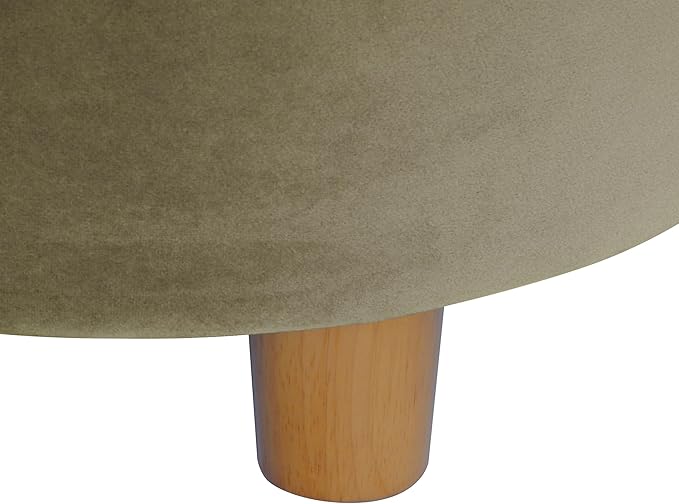 HomePop Home Decor | Upholstered Round Storage Ottoman | Ottoman with Storage for Living Room & Bedroom, Light Sage Green Velvet Large