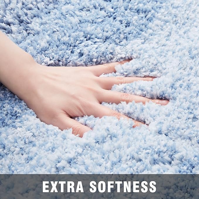 TECHMILLY Super Soft Shaggy Bathroom Rugs, Absorbent Thick Non Slip Microfiber Bath Rugs, Quick Dry Machine Washable Bath Mat for Bathroom Floor, Bathtub and Shower 17"x24"