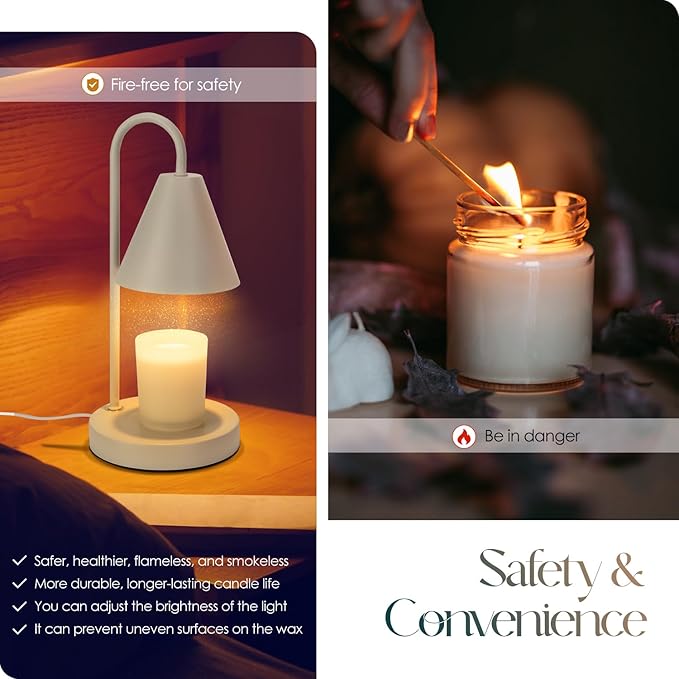 Candle Warmer Lamp,Electric Candle Warmer with Dimmable Light,Scented Wax Melter,No Smoke,Compatible with Various Jar,with 2 Light Bulbs,Home Decor-Milk Coffee