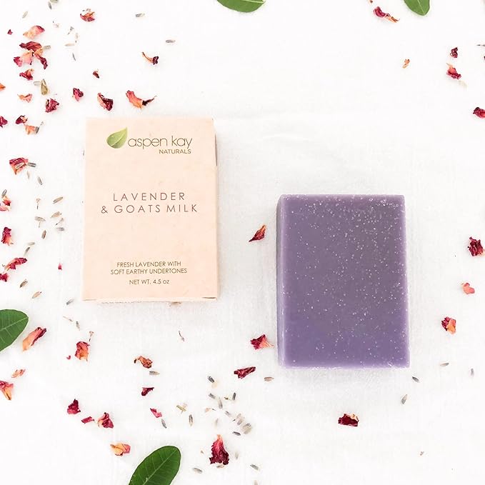 Aspen Kay Naturals bar soap for women and men, Natural and Organic oils, Pure Essential oils, Good for all skin types. - Lavender and Goats Milk