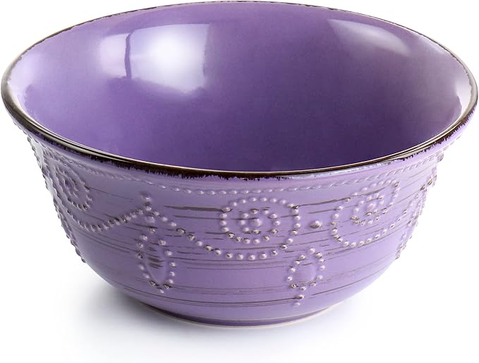 Elama Rustic Birch 16 Piece Stoneware Dinnerware Set in Purple, (EL-RUSTICBIRCH)