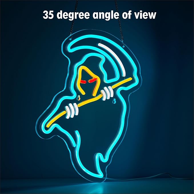 Halloween Ghost Neon Sign for Wall Decor, Devil LED Neon Signs Lights for Bedroom Wall Decor Room Men Cave Game Room Decor Birthday Party Decoration Gift