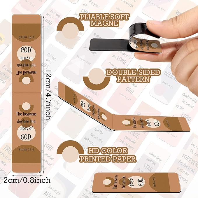 30 Pieces Christian Bookmarks Magnetic Bible Verse Bookmarks Religious Scripture Inspirational Church Supplies Motivational Prayer Page Clips for Kids Women Teachers Students School Gifts (Boho)