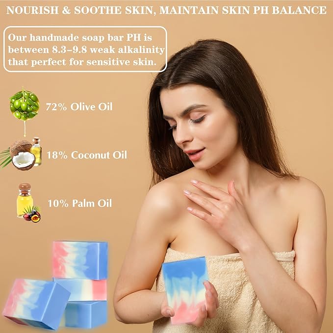 5 Pack Marseille Soap Natural Handmade Soap Bar Cold Process, Unscented Olive Oil Soap Ideal for Face, Body and Shave, Infused 72% Olive and 18% Coconut Oil, Moisturize and Soften Skin, 3.53 oz