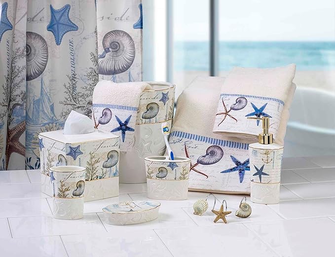 Avanti Linens - Accessory Set, Resin Tumbler, Toothbrush Holder, Soap Dish & Lotion Pump, Durable Bath Decor (Antigua Collection)
