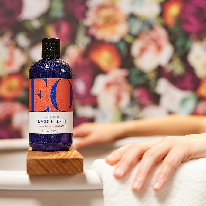 EO Bubble Bath, 12 Ounce (Pack of 1), Rose Geranium, Plant-Based, Botanical Extracts