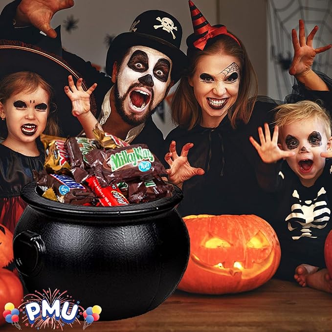 PMU 18 Inch Halloween Black Cauldron Kettle, Halloween Black Plastic Witch Cauldron Kettle, Party Decorations, Indoor & Outdoor, Favor Decoration Pkg/1