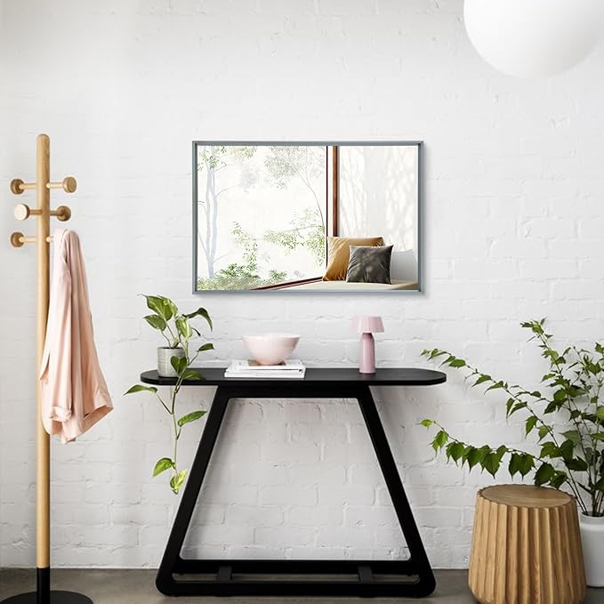 AAZZKANG Rectangle Metal Framed Mirrors 26"x18" Modern Hanging Mirror Large with Aluminum Frame for Bathroom Bedroom Living Room Entryway Home Decor