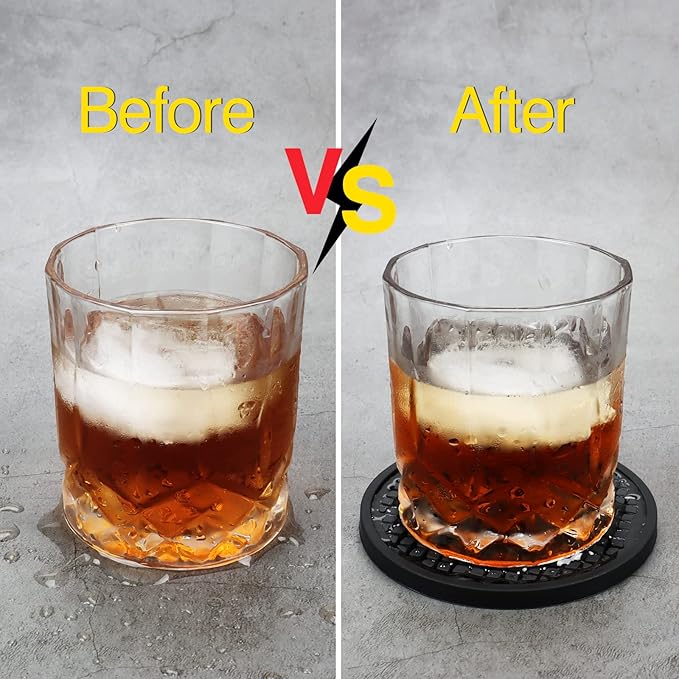 Soft Drinks Coasters Set - Absorbent Cup Mat - Kitchen & Coffee Table Decor (Diamond, 6Pack-Black)