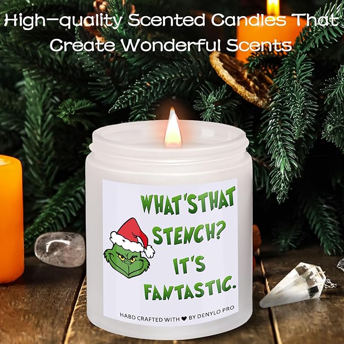 Sweet Scented Soy Candles - Christmas Green Elf Jar Aromatherapy Candles for Home, New Year & Winter