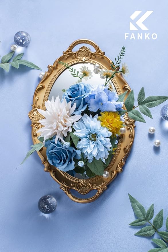 FANKO Rose Artificial Flowers Combo for DIY, Fake Blue Rose Artificial Silk Flowers with Greenery, Real Looking Artificial Faux Flowers for Wedding, Table Decoration, Centerpieces, Party, Home Décor