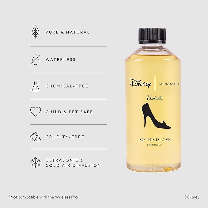 Aroma360 x Disney | So This is Love Oil Blend | Disney Princess Cinderella Luxury Essential Diffuser Oil | Aromatherapy Scent Diffuser Oil | Pear, Jasmine and Patchouli 16.9 fl oz, 500 mL