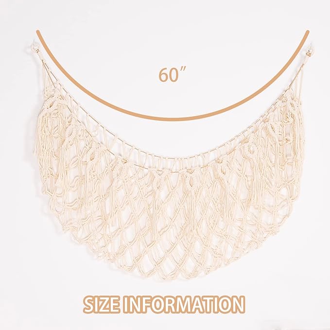 Stuffed Animal Net or Hammock Wall Hanging Net for Stuffed Animal Storage Macrame Toy Display Plush Toy Holder Soft Toy Organizer for Nursery Baby Bedroom Playroom-Cream