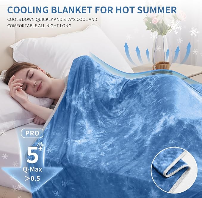 Guohaoi Cooling Throw Blanket for Hot Sleepers,Decortive Tie Dye,Arc-Chill Q-Max >0.5Cool Fiber,100% Oeko-Tex Certified,Lightweight Summer Cool Blanket for Ultra Cold Breathable,Keep Cool,60''x90''