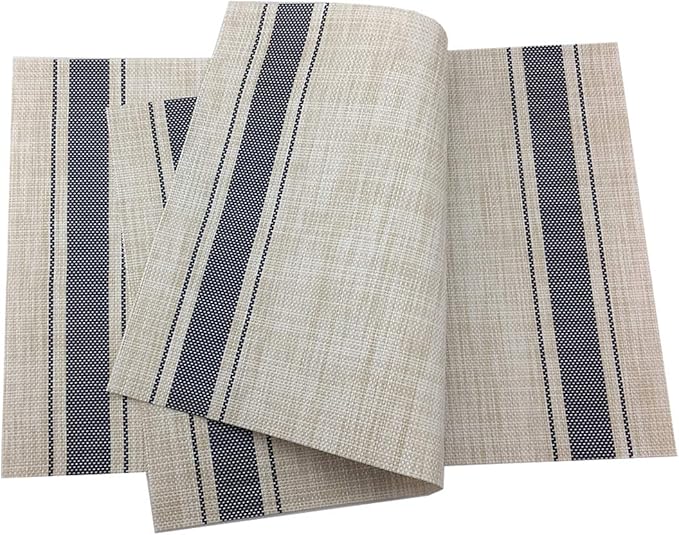 Luxury Blue Placemats Set of 6 Crossweave Woven Vinyl Placemat for Dining Table Kitchen Table Mats