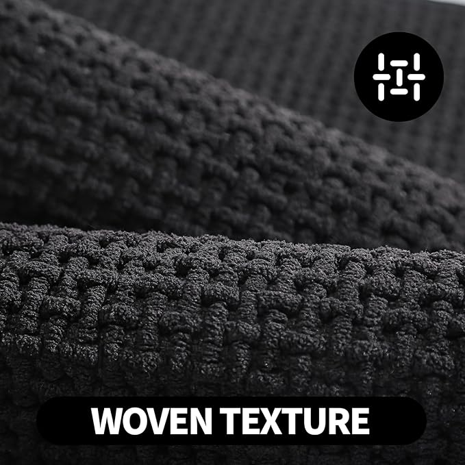 Washable Bathroom Rugs: 24x16 Black Bath Mat – Non Slip Chenille Bathmat for Bathroom Floor & Shower