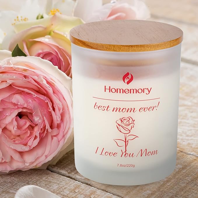 Mom Candle Rose Scented Candles for Women, Best Mom Ever Gifts, Natural Non-Toxic Soy Candles with Essential Oils, Aromatherapy Candle, Jar Candle (Rose, Jasmine, Lavender & Lilac