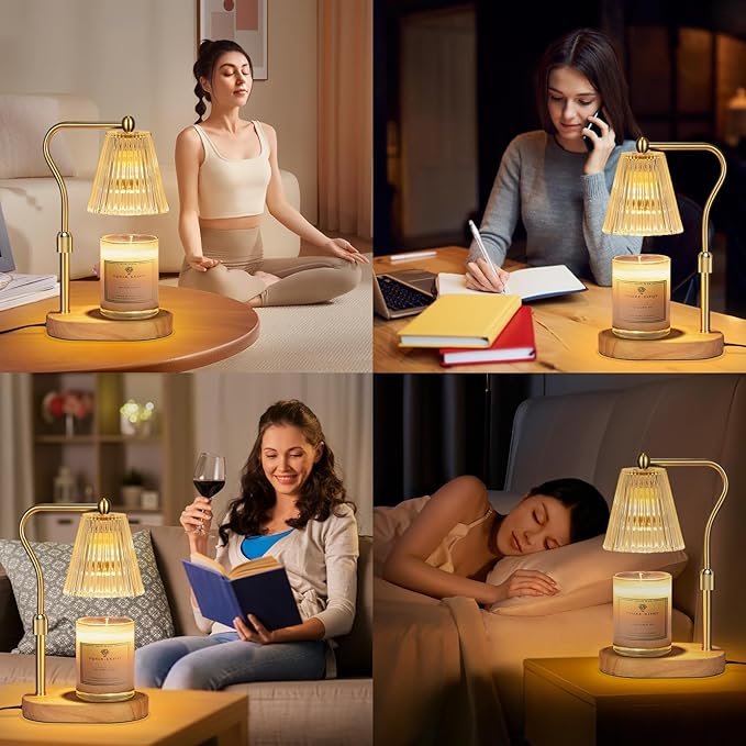 Candle Warmer Lamp with Timer and Dimmer, Candle Warmer Adjustable Height for Mom Birthday Gifts, Electric Wax Melt Warmer with 2 Bulbs for Scented Jar Candles Home Decor
