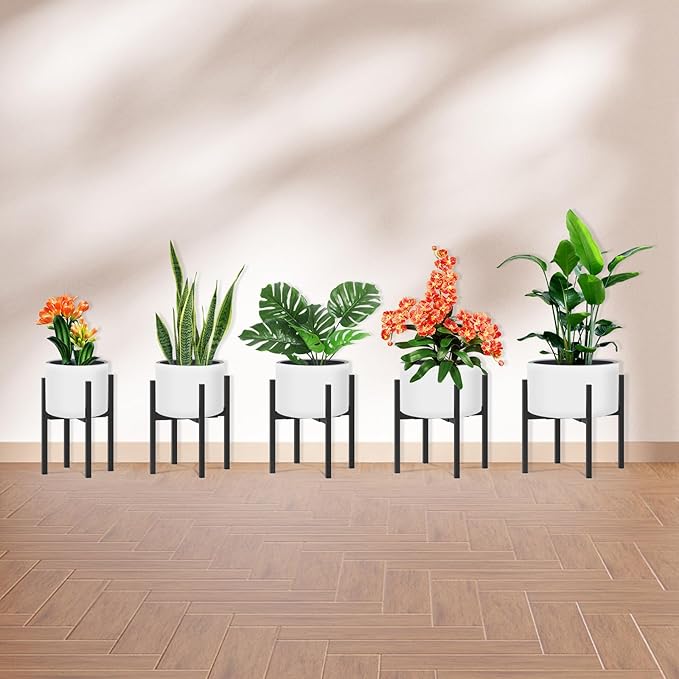 Heavy 4Legs Adjustable Metal Plant Stand for 10"-16" Plant Pot – Indoor & Outdoor (Black, 1 Pack)