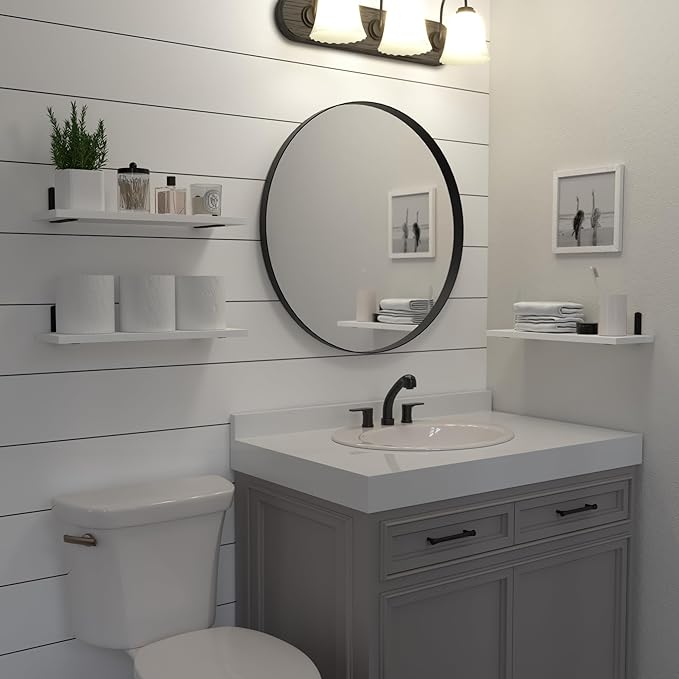 Floating Shelves, 3 Sets Wall Shelves, Wooden Floating Shelves for Wall Décor, Wall Mounted Floating Bathroom Shelf for Storage, Floating Book Shelf for Wall, Bedroom, Living Room – White