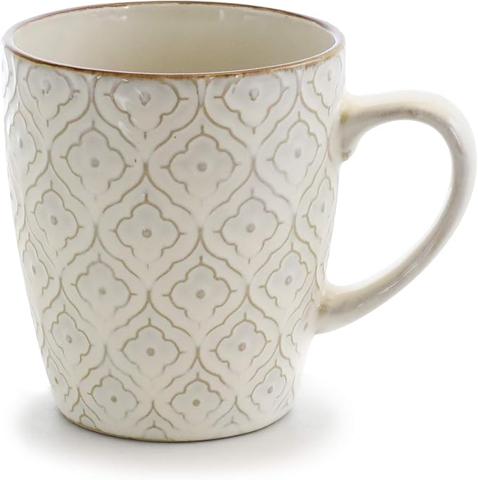 Elama White Lily 16 Piece Luxurious Stoneware Dinnerware with Complete Setting for 4
