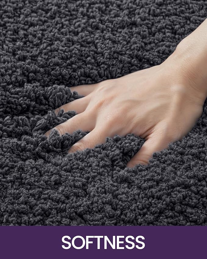 DEXI Bathroom Rug Mat 36x24, Extra Soft and Absorbent Bath Rugs, Washable Non-Slip Thick Carpet Mat for Shower Floor, Tub, Charcoal